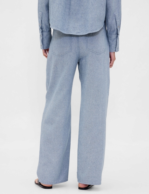 Linen-Cotton Wide-Leg Pants