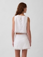 Linen-Blend Lace-Hem Crop Shell Top