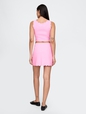 Linen-Blend Scalloped Mini Skort