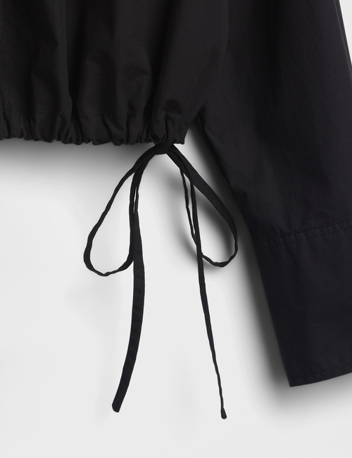 Poplin Oversized Tie-Hem Crop Shirt