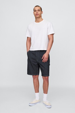 DENIM SHORT RAILROAD STRIPE