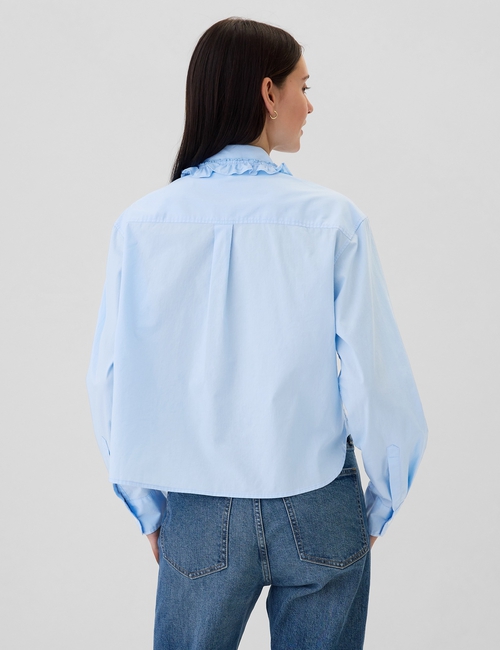 Classic Cropped Poplin Ruffle Shirt