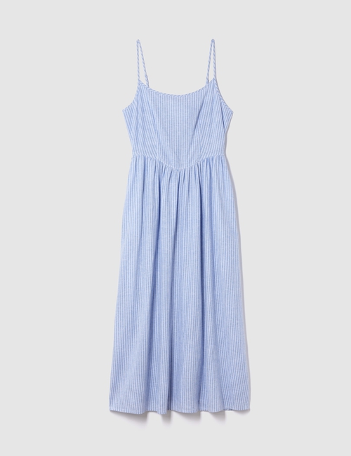 Linen-Blend Drop-Waist Maxi Dress