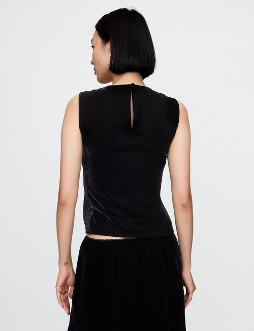 Recycled Velvet Square-Neck Cropped Top