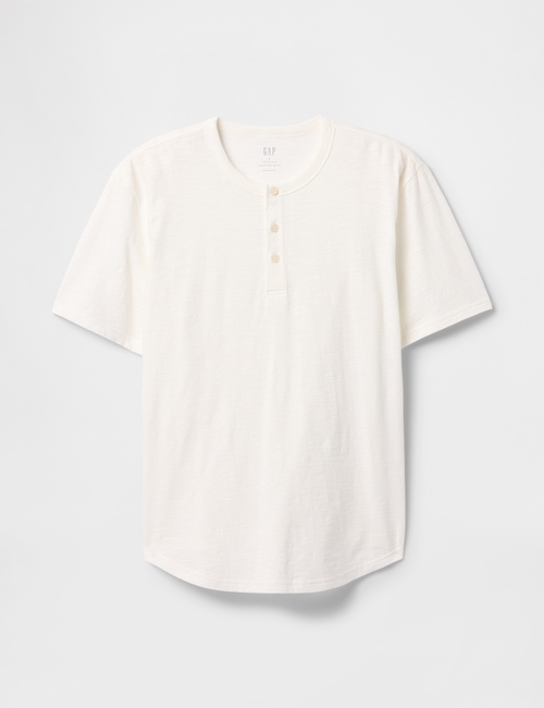 Lived-In Relaxed Curved Hem Henley T-Shirt