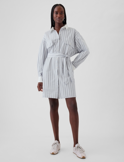 Organic Cotton Striped Mini Shirtdress