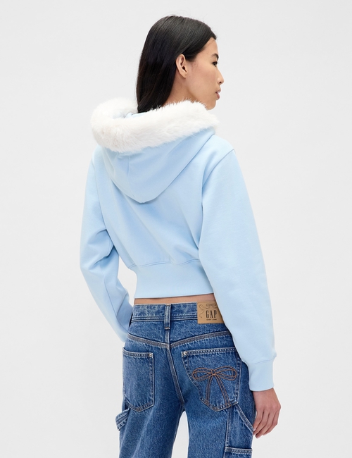 GAP X SL CROP STAR LOGO FZ HOODIE W FUR LINING