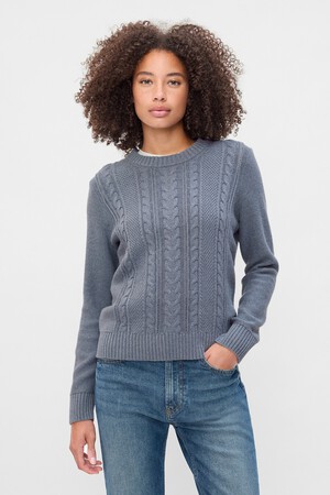 Cable-Knit Crewneck Sweater