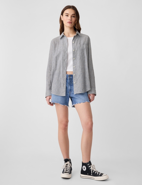 Linen-Blend Easy Shirt