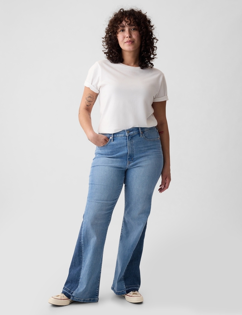 High Rise Patched '70s Flare Jeans