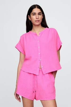 Crinkle Gauze Dolman Shirt