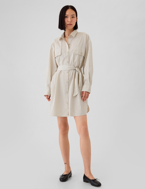 Organic Cotton Striped Mini Shirtdress