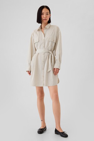 Organic Cotton Striped Mini Shirtdress