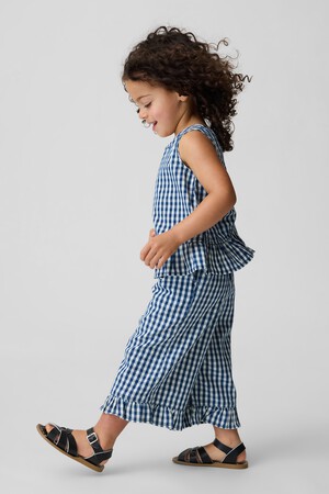 Baby & Toddler Gingham Denim Ruffle-Hem Outfit Set