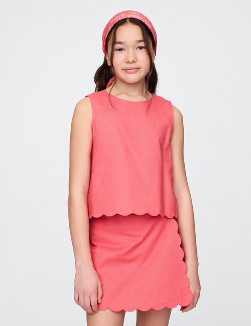 Kids Linen-Cotton Scalloped Top