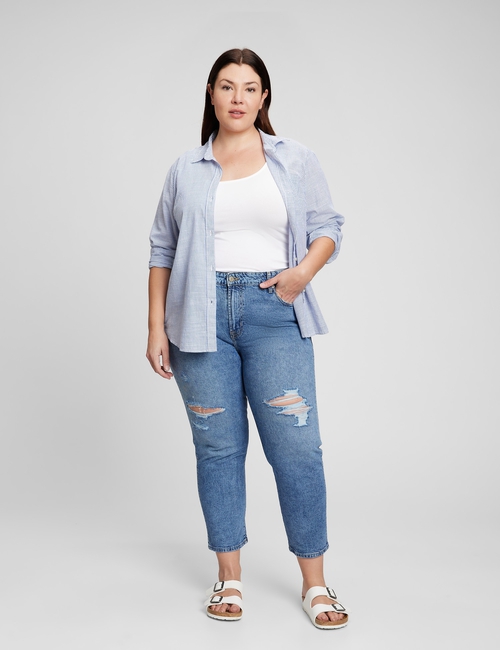 Mid Rise Distressed Universal Slim Boyfriend Jeans