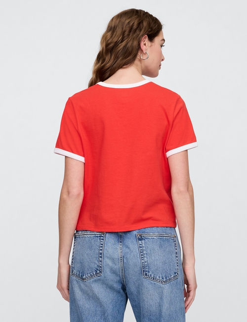 Shrunken Graphic Ringer T-Shirt