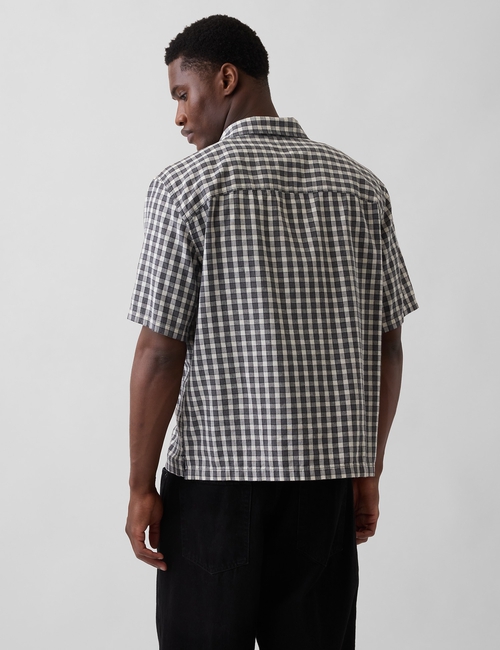Linen-Cotton Relaxed Straight-Hem Shirt