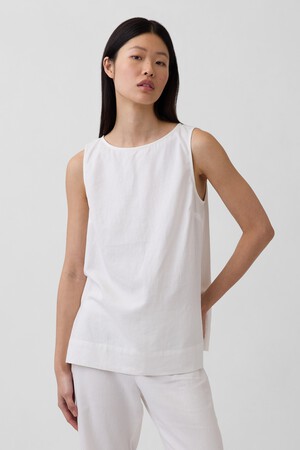 Linen-Blend Shell Tank Top