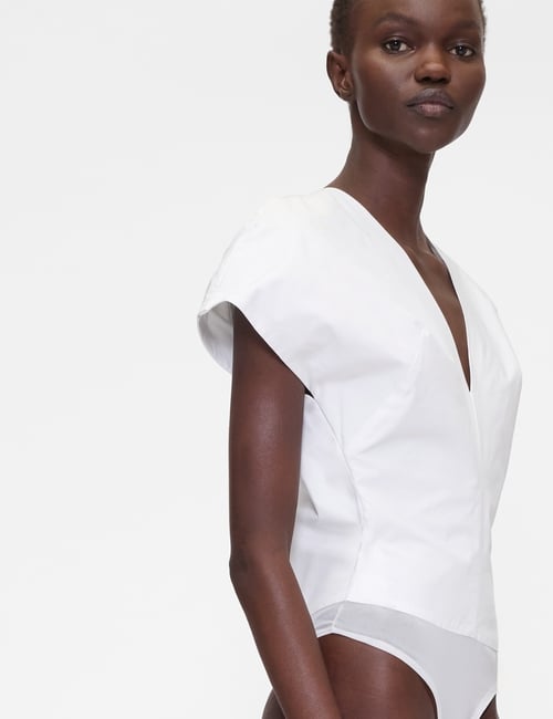 GAP STUDIO SHORT SLEEVE WOVEN SHIRT BODYSUIT