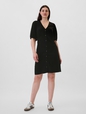 Puff Sleeve Button-Front Mini Dress