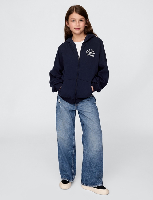 Kids Vintage Soft Full-Zip Sport Logo Hoodie