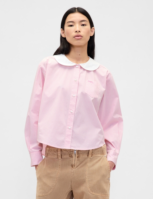 GAP X SL PETER PAN COLLAR CROPPED LS SHIRT