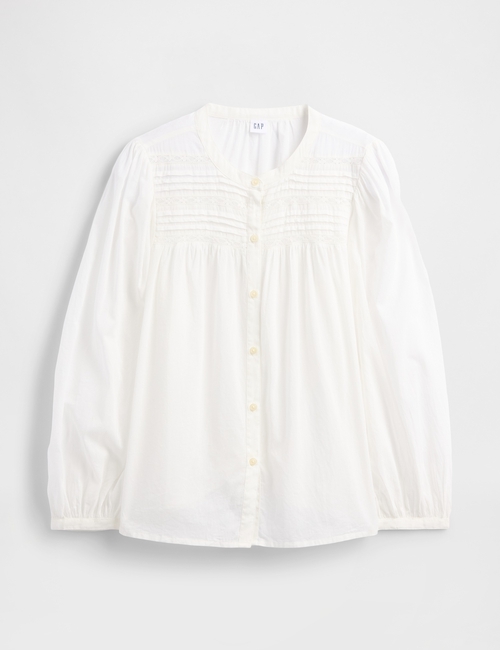 Relaxed Puff Sleeve Lace Top