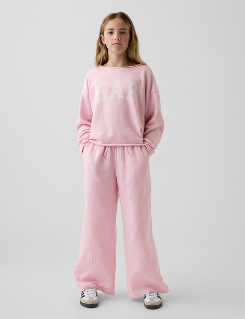 Kids Cotton Gauze Wide-Leg Pants