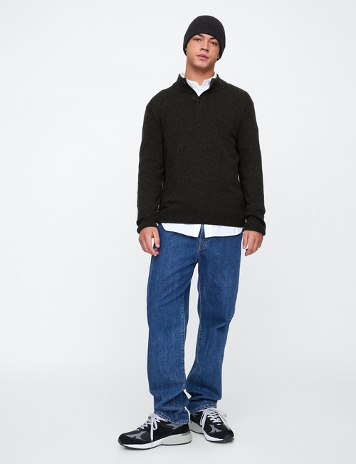 Mockneck Henley Sweater