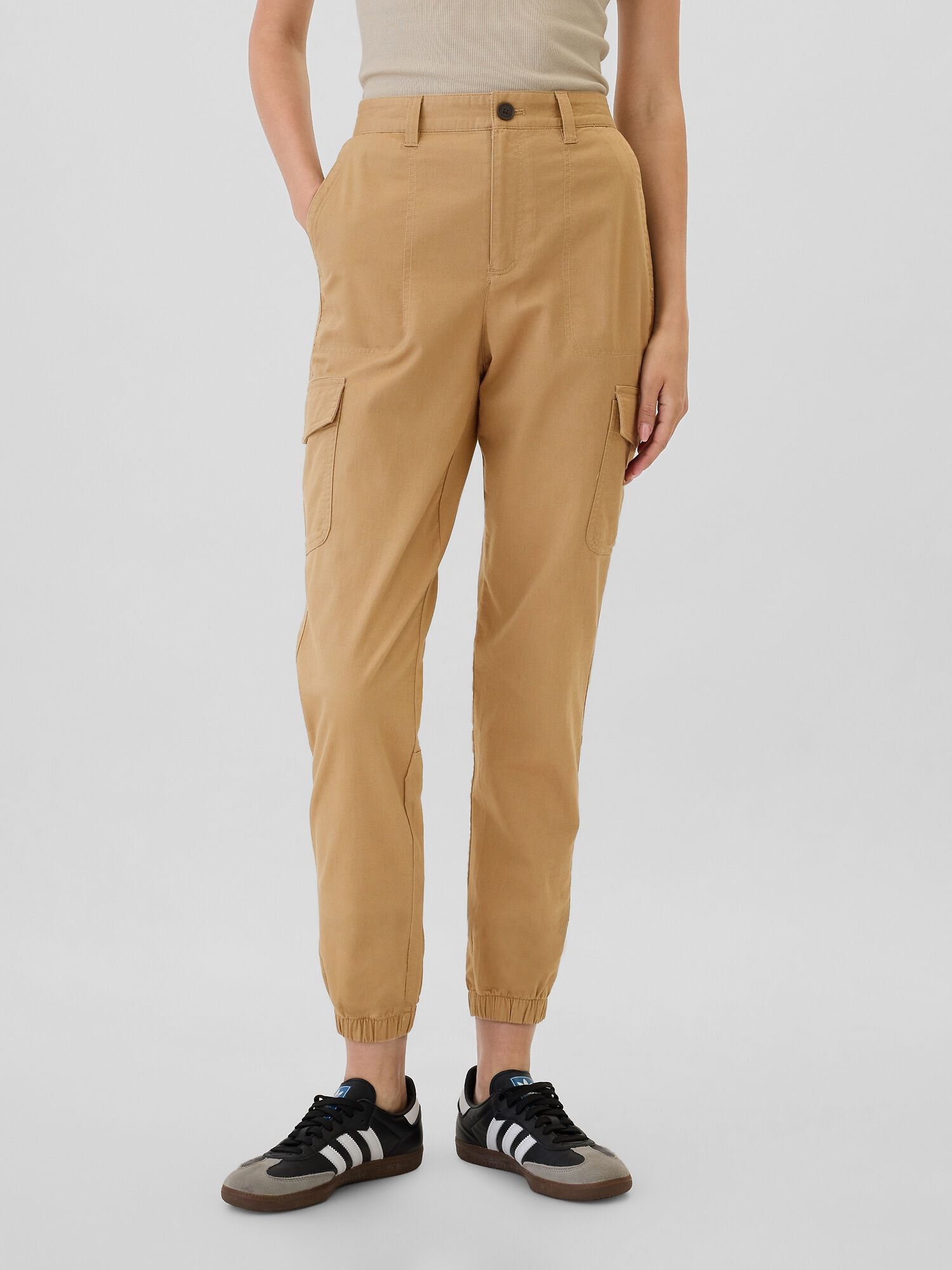 Shop Girlfriend Khaki Cargo Joggers for Women GAP UAE