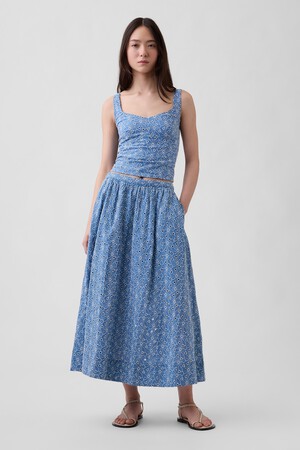 High Rise Eyelet Maxi Skirt
