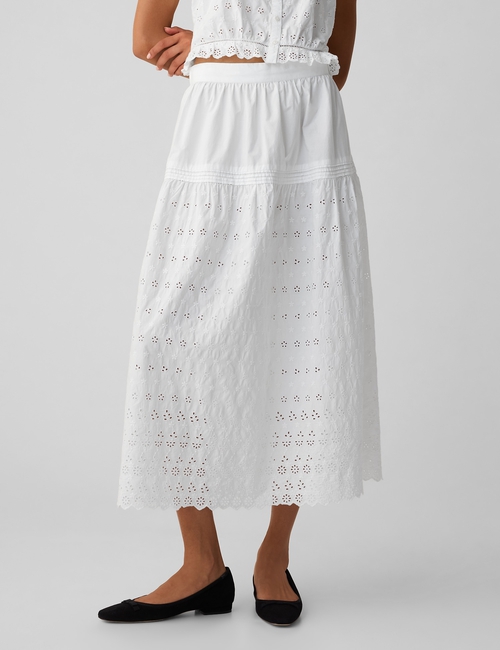 Gap × DÔEN Eyelet Midi Skirt