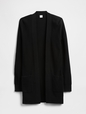 Relaxed Shaker-Stitch Open-Front Cardigan