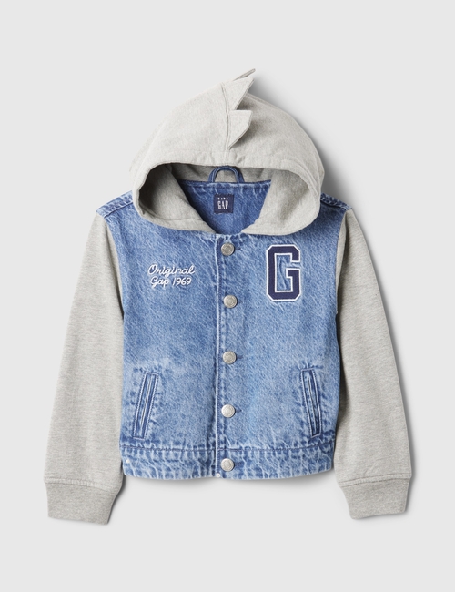 babyGap Dino Varsity Denim Hoodie Jacket