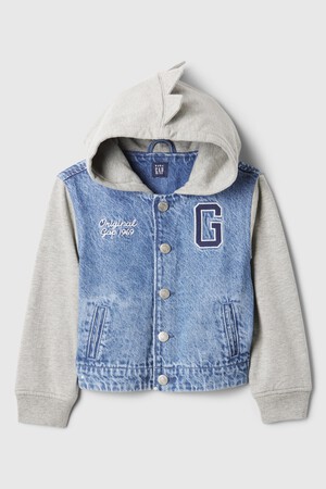 babyGap Dino Varsity Denim Hoodie Jacket