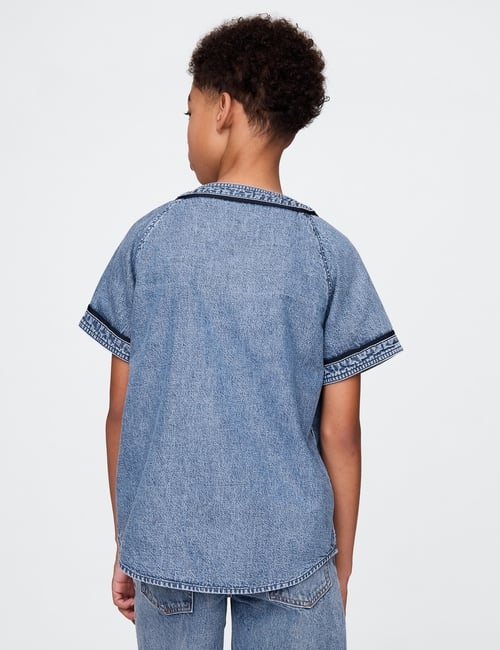 Kids Denim Logo Baseball Jersey