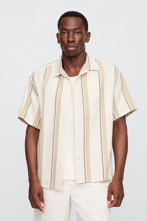Boxy Texture-Stripe Vacay Shirt