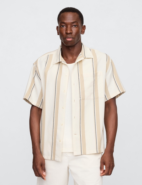 Boxy Texture-Stripe Vacay Shirt