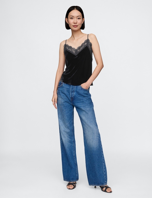 Recycled Velvet Lace-Trim Cami