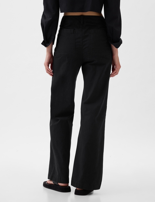 High Stride Wide-Leg Ankle Khakis