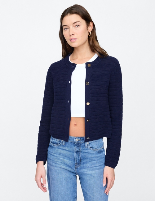 Stripe Mixed-Stitch Cardigan