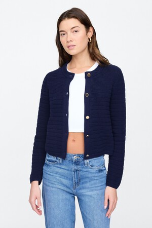 Stripe Mixed-Stitch Cardigan