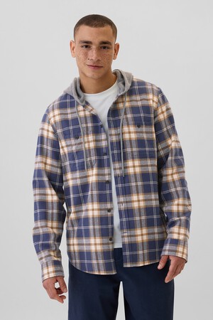 Hoodie Flannel Shirt in Standard Fit