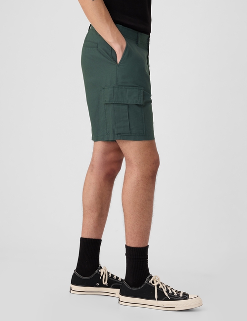 8" Linen-Cotton Cargo Shorts