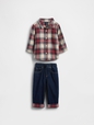 MFD B LS PLAID TOP PANT SET