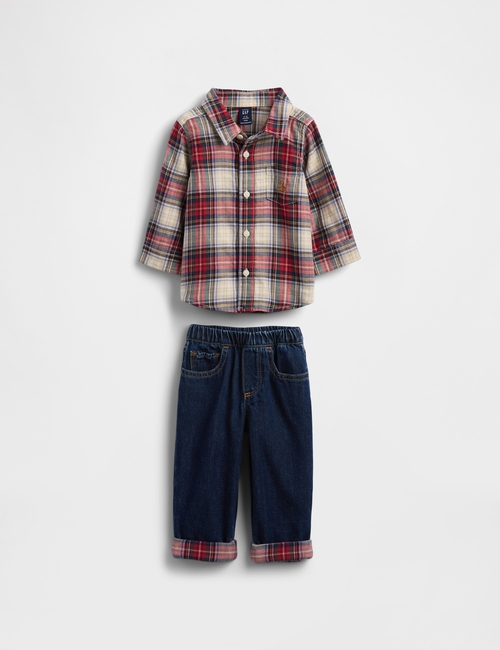 MFD B LS PLAID TOP PANT SET