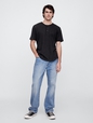 Lived-In Relaxed Curved Hem Henley T-Shirt