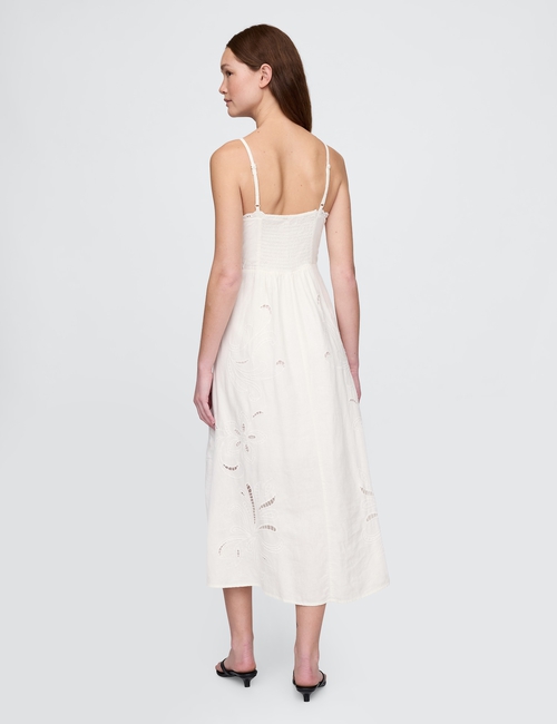 Linen-Blend Embroidered Maxi Dress