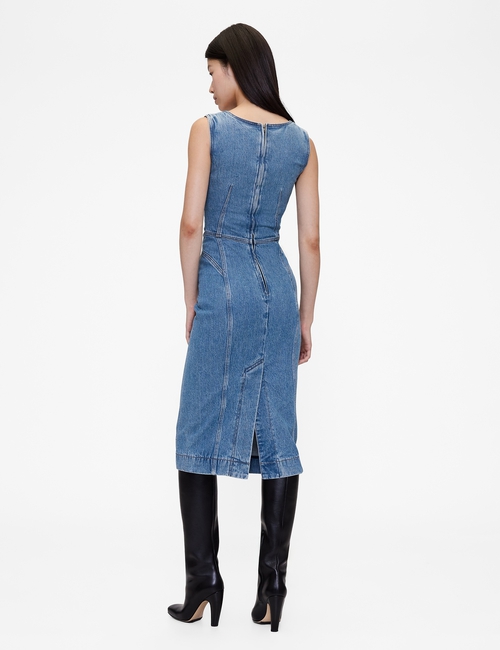GAP STUDIO SEAMED DENIM BACK ZIP DRESS